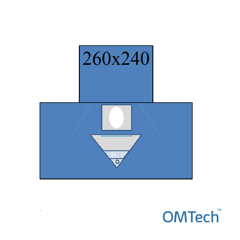 Покриття операційне OMTech™ для урології (перкутанна нефролітотрипсія) №6 260х240см з адгез. полем 20х15см та мішком збир. (ламінований спанбонд - 45 г/м2)